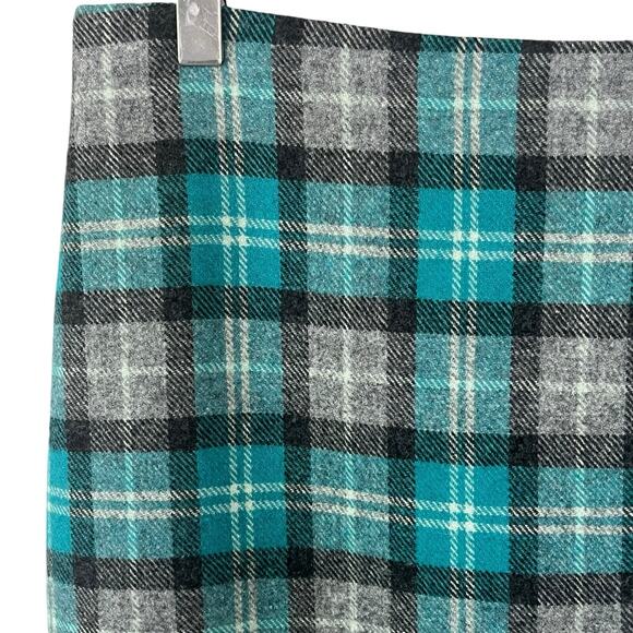 Talbots Skirt Women's Size 8 Straight Wool Blend Plaid Blue Gray Preppy Career - Picture 2 of 7
